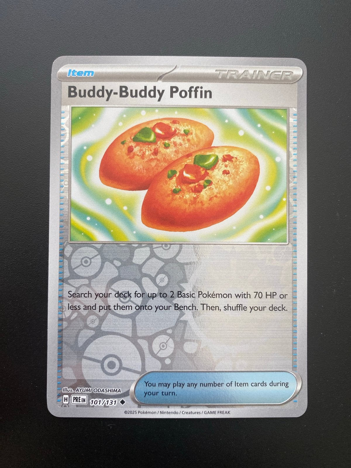 Buddy-Buddy Poffin 101/131 Reverse Holo Prismatic Evolutions, Ophalen of Verzenden, Zo goed als nieuw, Losse kaart, Foil
