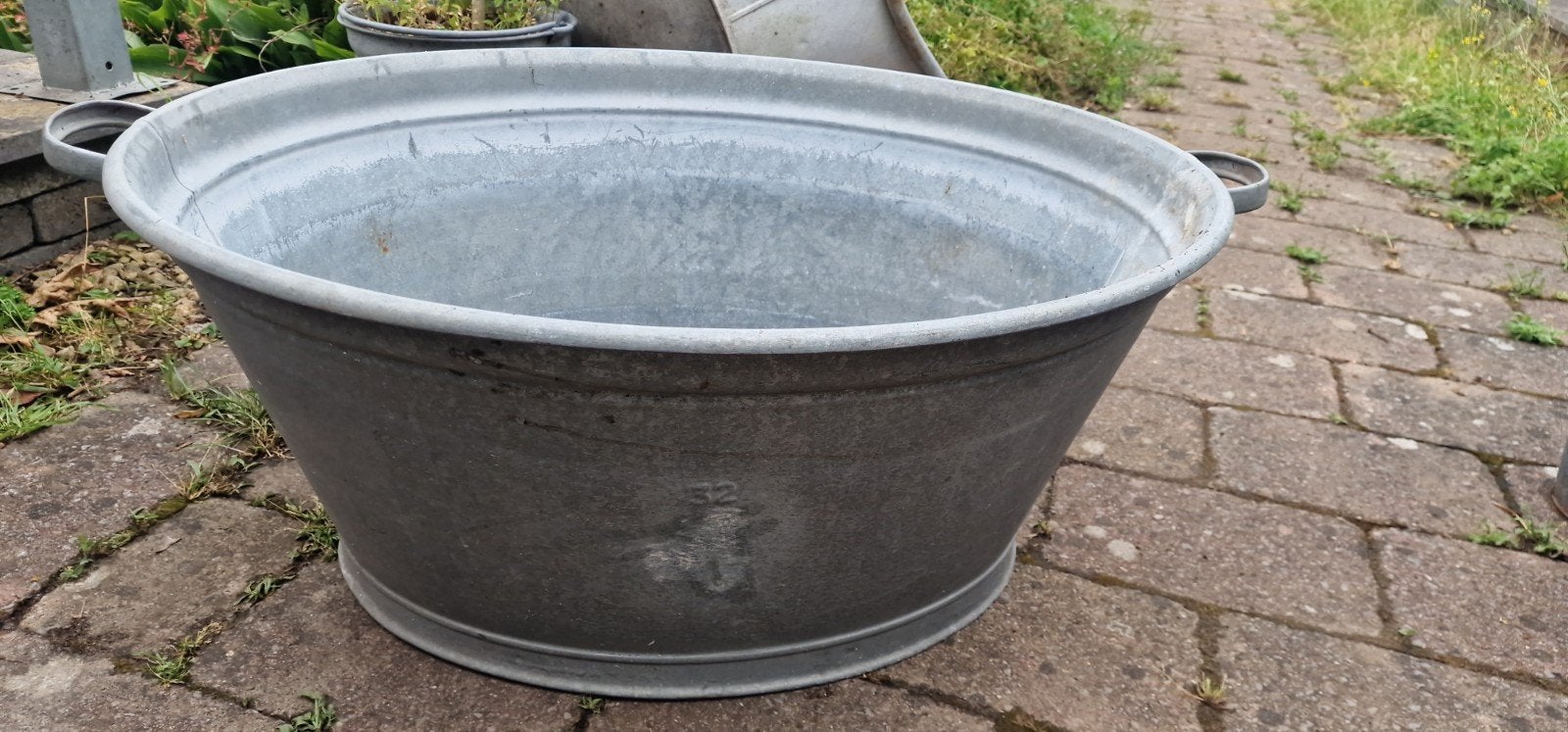 Grote gave vintage zinken teil /plantenbak 32 L., Ophalen