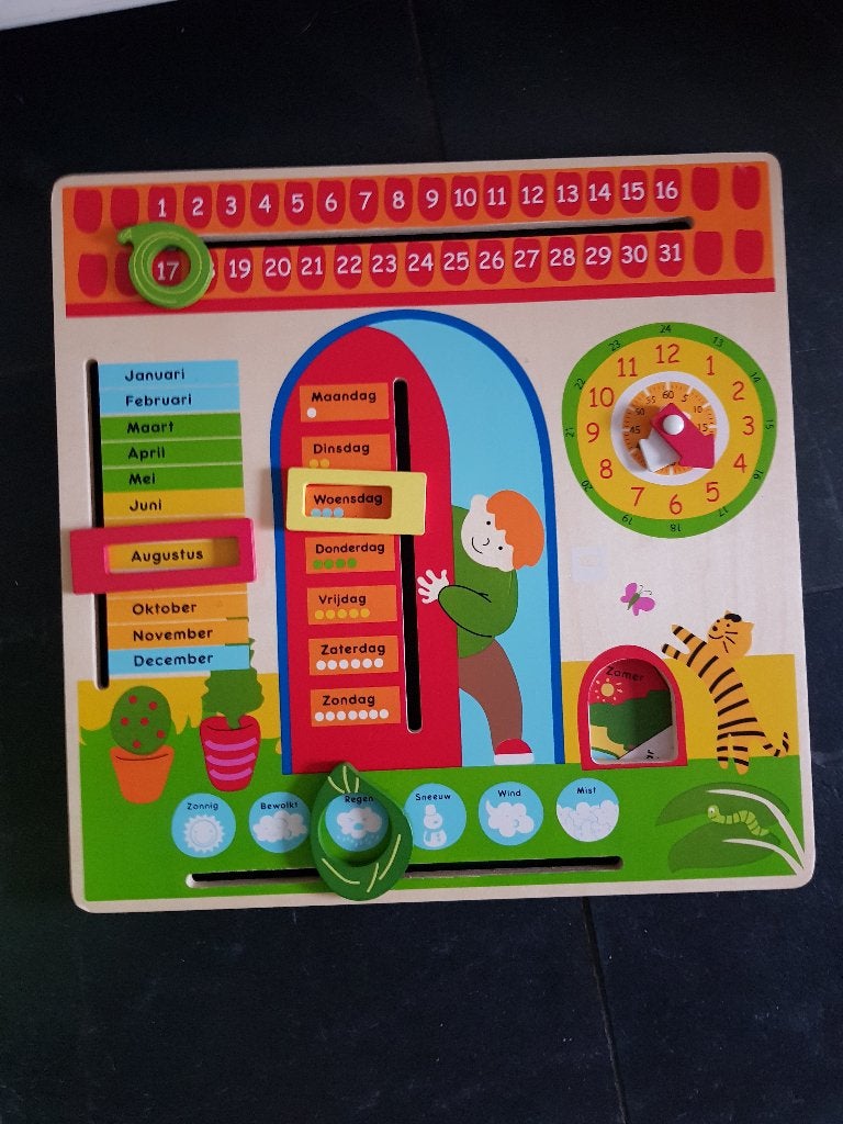 Houten Kalender Puzzel voor Kinderen - Educatief Speelgoed, Ophalen of Verzenden, Zo goed als nieuw, Overige typen