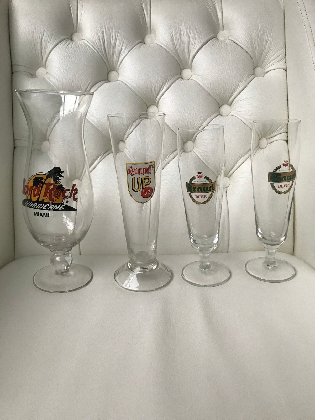 Diverse glazen: Hard Rock Cafe Miami en Brand Bier, Ophalen of Verzenden, Meerkleurig, Overige merken, Glas