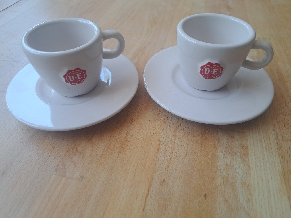 Douwe Egberts espresso kop en schotel 2 stuks, Ophalen, Overige merken, Zo goed als nieuw, Overige stijlen