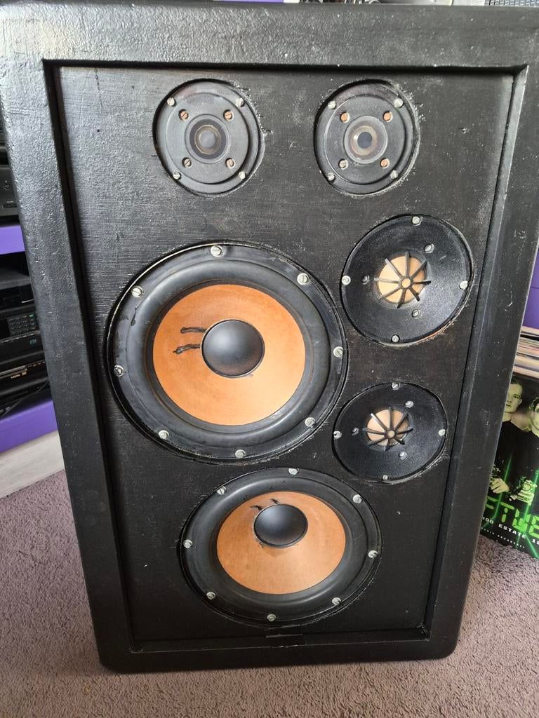 Unieke Philips diy 22RH498 70s speakers 3weg 6 speaker syst, Ophalen, Front, Rear of Stereo speakers, Philips