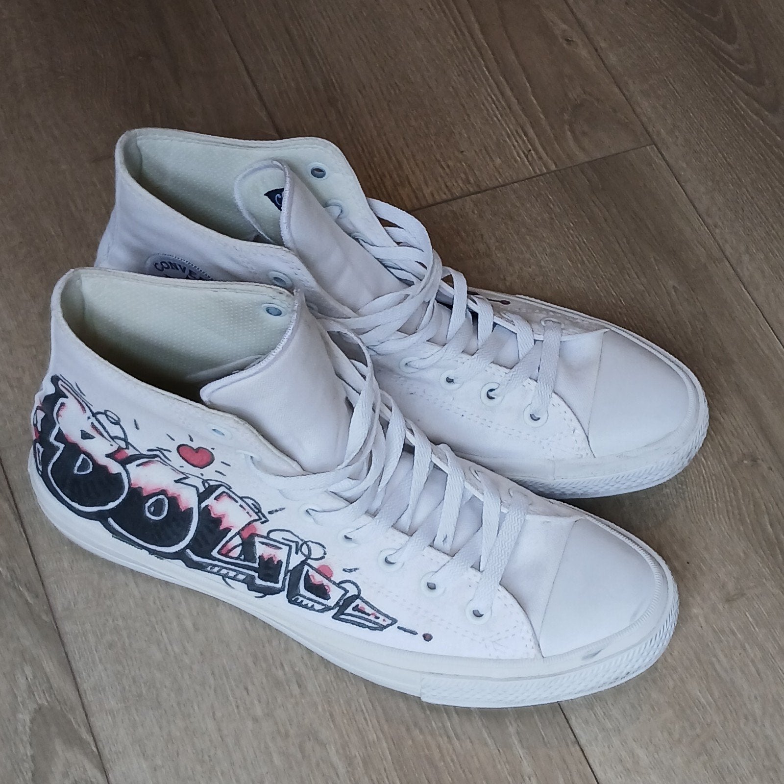 Custom Hand-Painted Converse Chuck Taylor All Star High Tops, Kleding | Heren, Schoenen, Wit, Boots, Nieuw, Ophalen of Verzenden