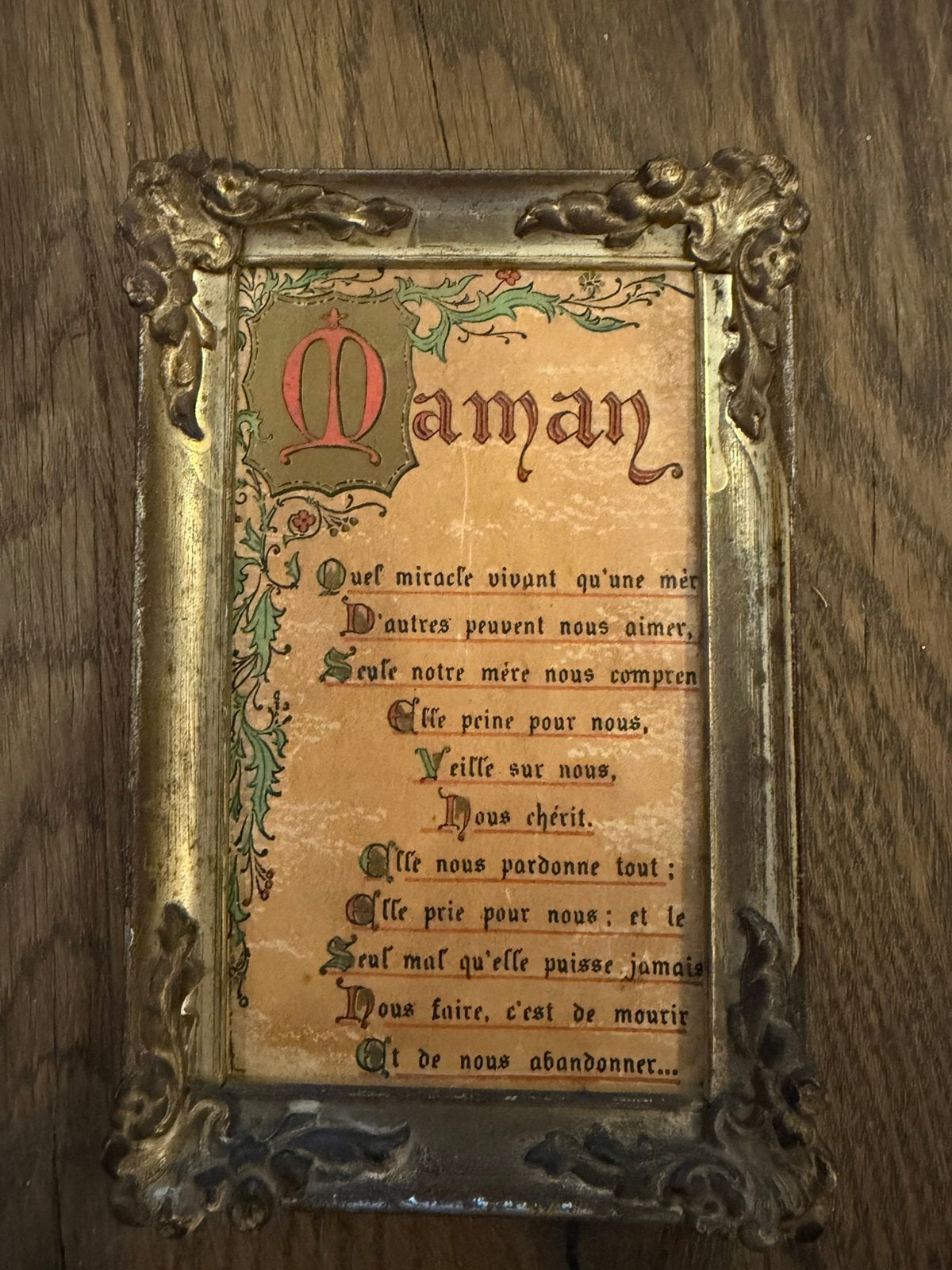Oud frans lijstje maman, Ophalen of Verzenden
