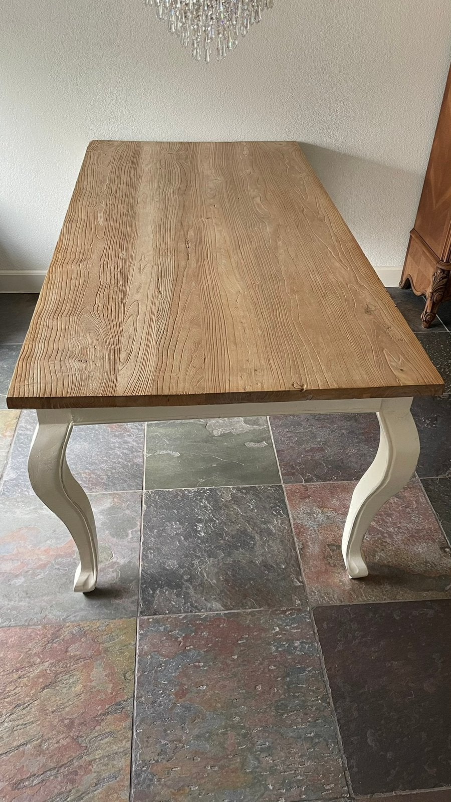Landelijke Eettafel, opium/queen ann Tafel. 2 meter, Huis en Inrichting, Tafels | Eettafels, Ophalen, 200 cm of meer, 50 tot 100 cm