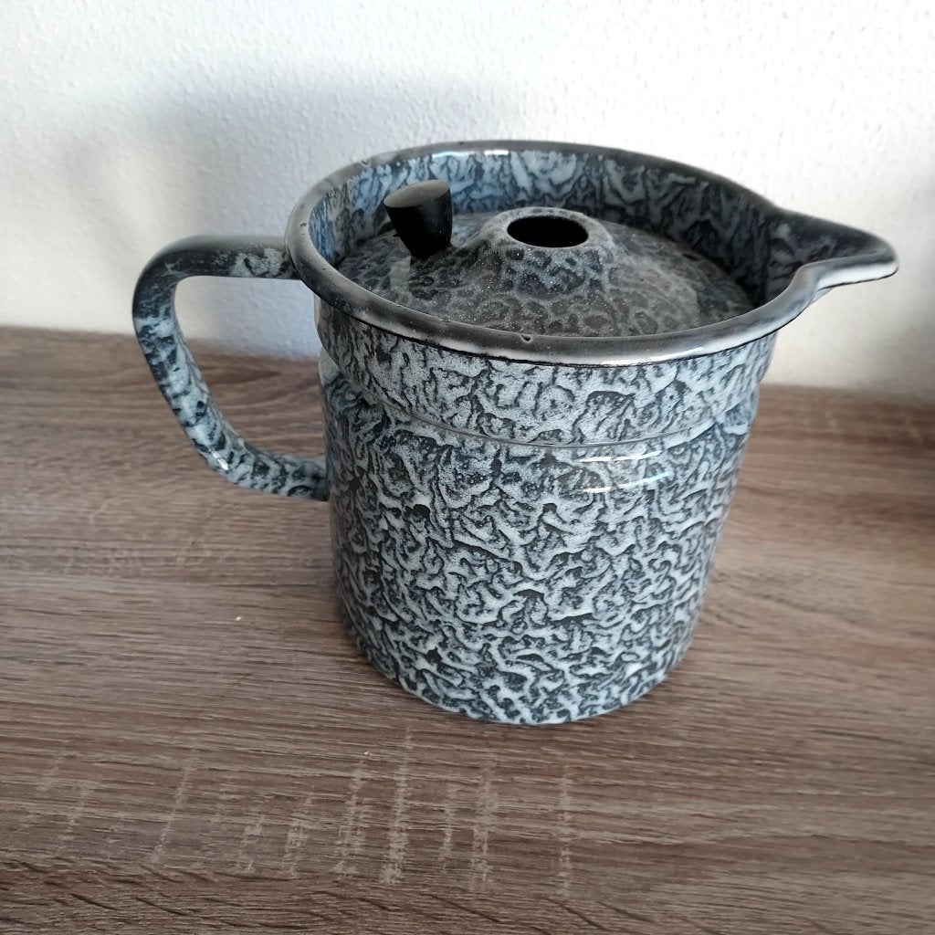 Emaille melkkoker grijs gewolkt, Ophalen of Verzenden