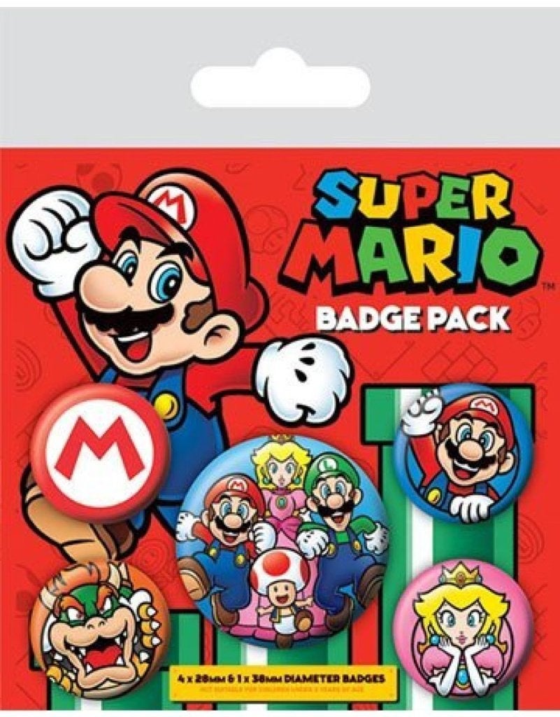 Super Mario buttons pack 5 stuks, Ophalen of Verzenden, Nieuw, Overige onderwerpen, Button