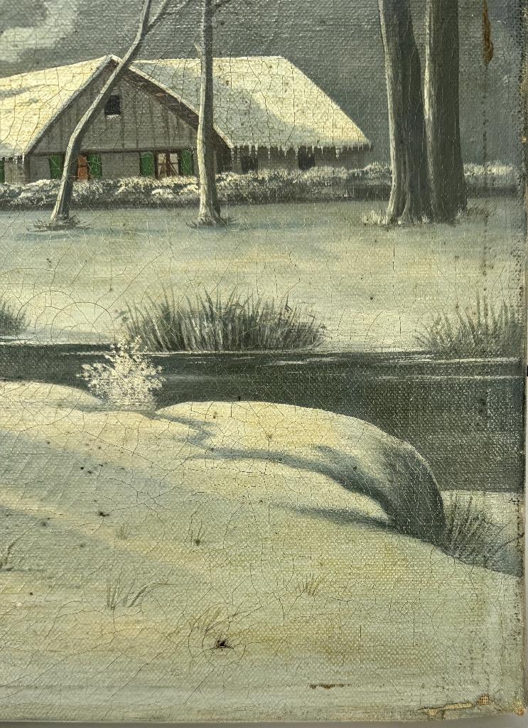 262. Olieverfschilderij, A. Gullberg - winterlandschap, 1929, Ophalen of Verzenden