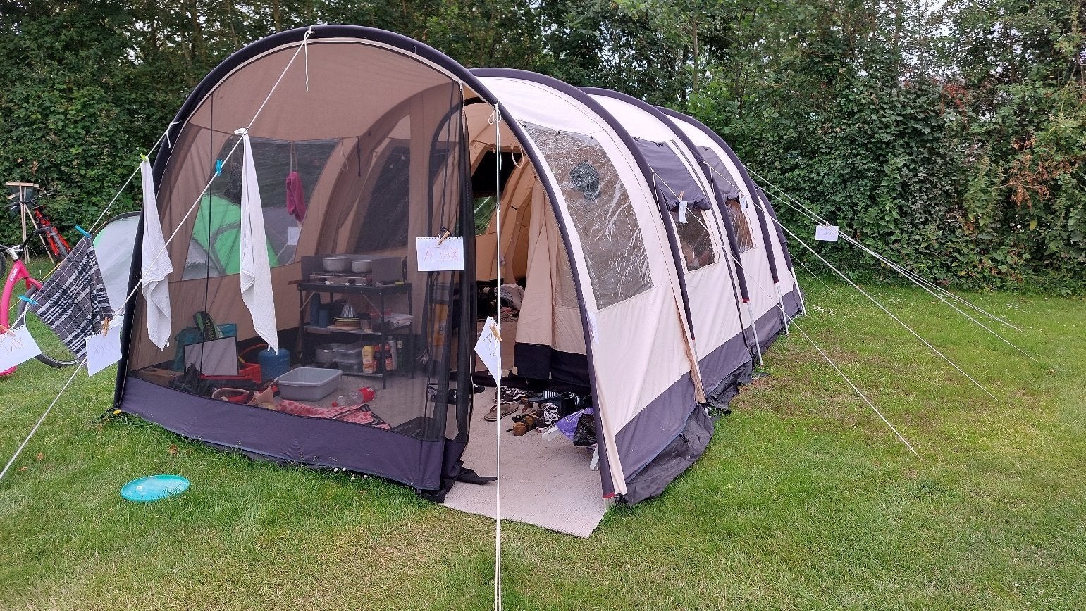 Obelink 4-persoons katoenen tunneltent, Caravans en Kamperen, Ophalen, Gebruikt, Tot en met 4