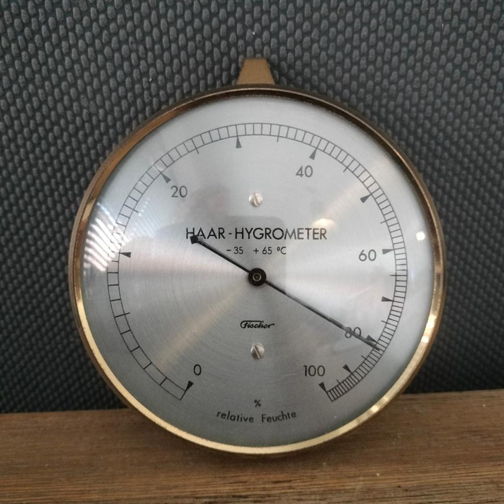 Vintage Fischer Haar-Hygrometer -35 tot +65 C, Ophalen of Verzenden, Gebruikt, Weerstation