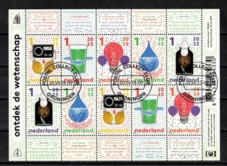 Nederland nr. 3310-3314v Ontdek de wetenschap gestempeld, Verzenden, Na 1940, Gestempeld