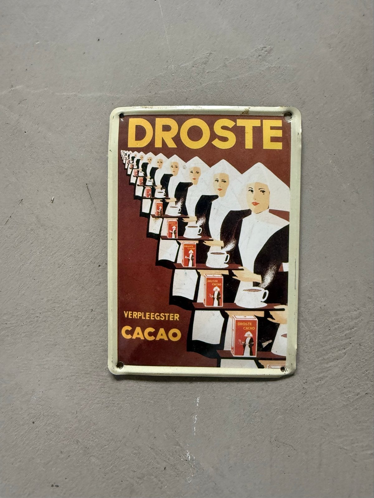 Vintage Droste Verpleegster Cacao Reclamebord, Ophalen