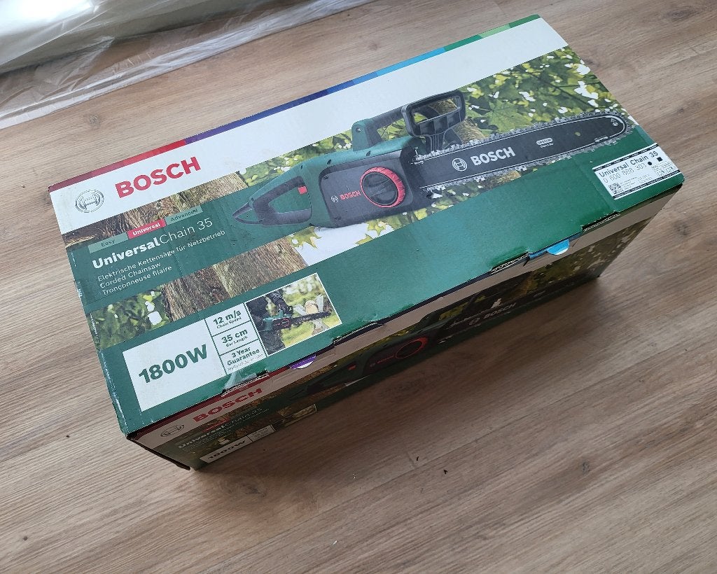 Bosch UniversalChain 35 in doos incl. extra ketting + olie, Doe-het-zelf en Verbouw, Gereedschap | Zaagmachines, Ophalen, Kettingzaag