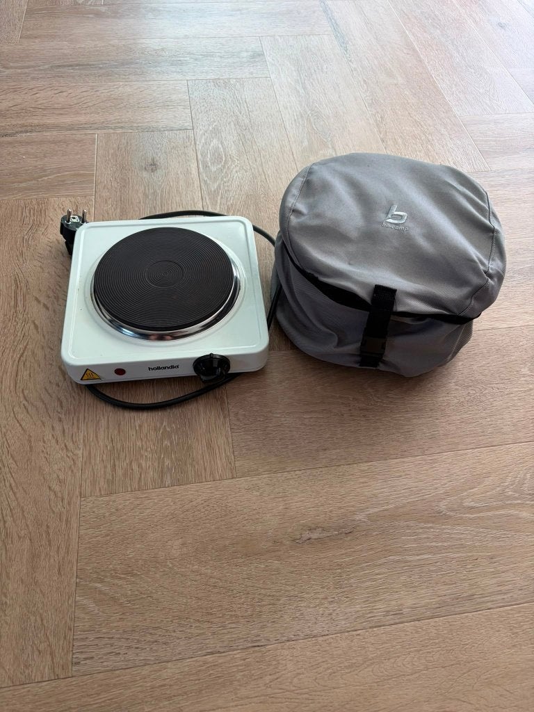 Kookplaat en pannenset camping, Ophalen, Gebruikt