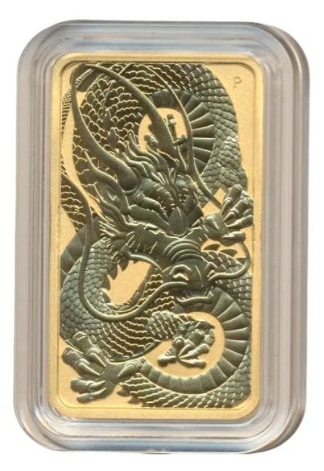 Goud baar Troy ounce Australie 100 dollars 2021 draak, Ophalen of Verzenden, Goud