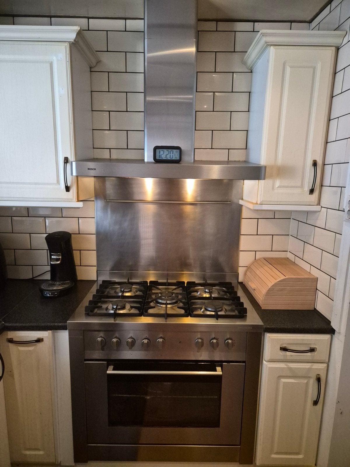 Bosch Gasfornuis met 5 pitten en grote oven, goede staat, Ophalen