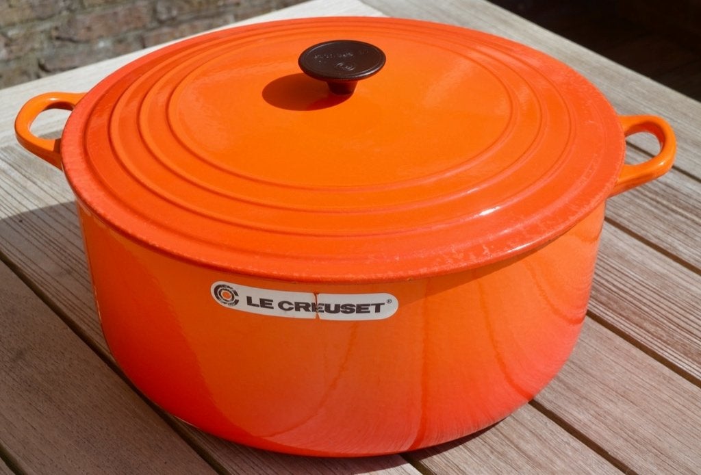 Grote Le Creuset pan 12,3 liter, Ophalen, Zo goed als nieuw, Gietijzer