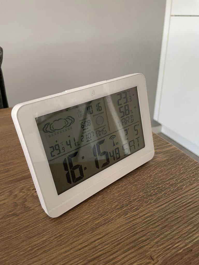 Draadloos weerstation met wekker & thermometer, Ophalen of Verzenden, Zo goed als nieuw, Digitaal, Overige typen