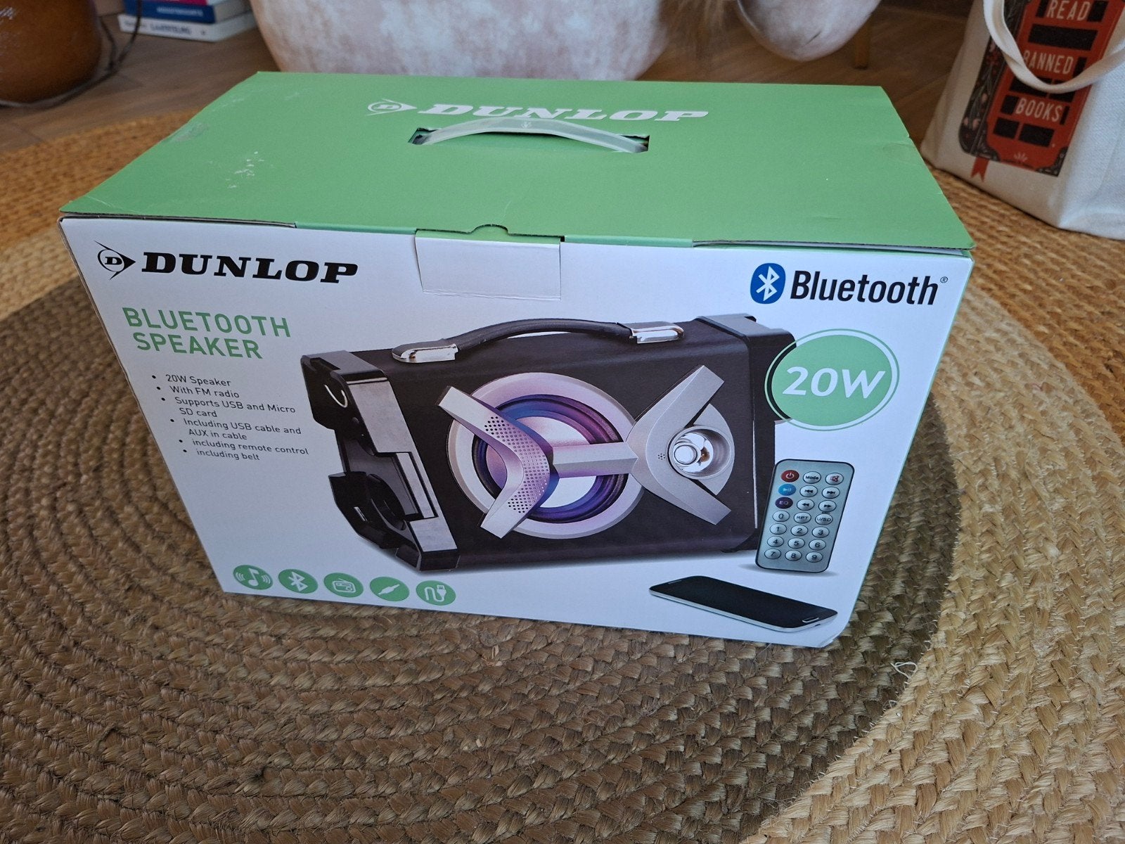 Dunlop Bluetooth Speaker 20W met FM radio en afstandsbedien, Overige merken, Ophalen of Verzenden, Draagbare speaker, Minder dan 60 watt