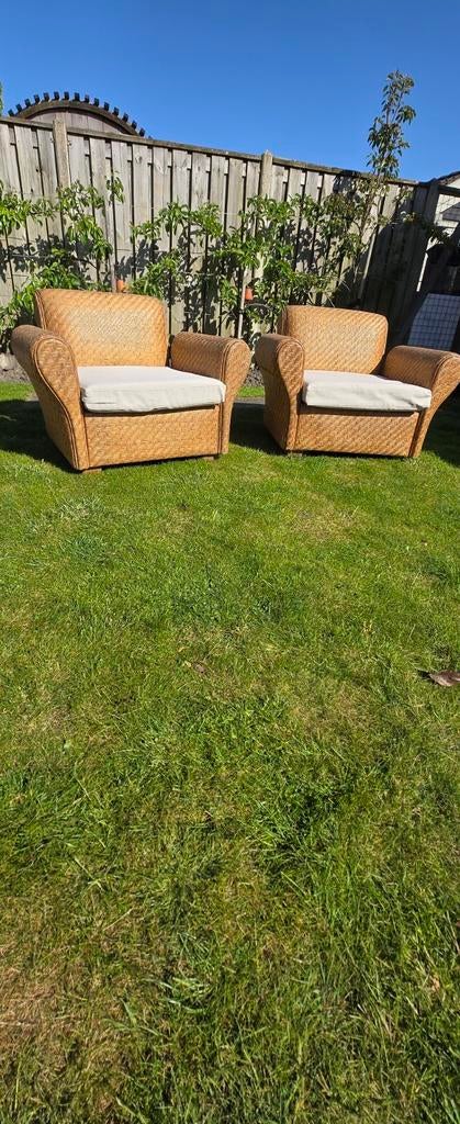 Riviera Maison rotan stoelen - set van 2, Huis en Inrichting, Banken | Bankstellen, Ophalen, Gebruikt, Eenpersoons, Minder dan 75 cm