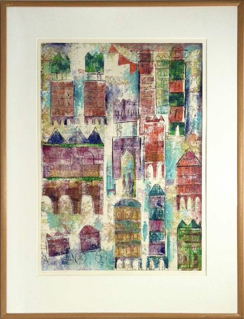 844. Zeefdruk, Lia van Leeuwen - "Agora", eind 20e eeuw, Antiek en Kunst, Ophalen of Verzenden, Zeefdruk