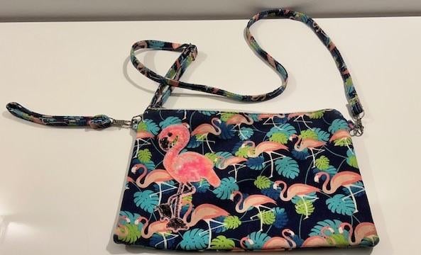 Multicolor handtas met flamingo's, Sieraden, Tassen en Uiterlijk, Tassen | Damestassen, Ophalen of Verzenden, Nieuw, Blauw, Handtas