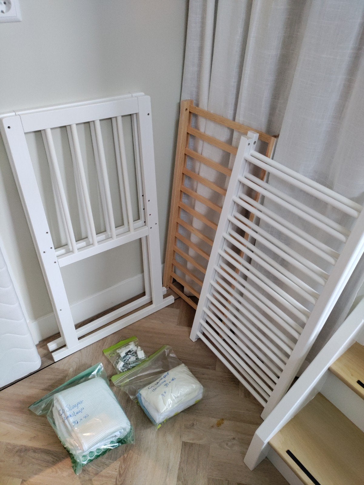 Co-sleeper ledikant met matras en toebehoren, Ophalen, Gebruikt, Minder dan 140 cm, Matras