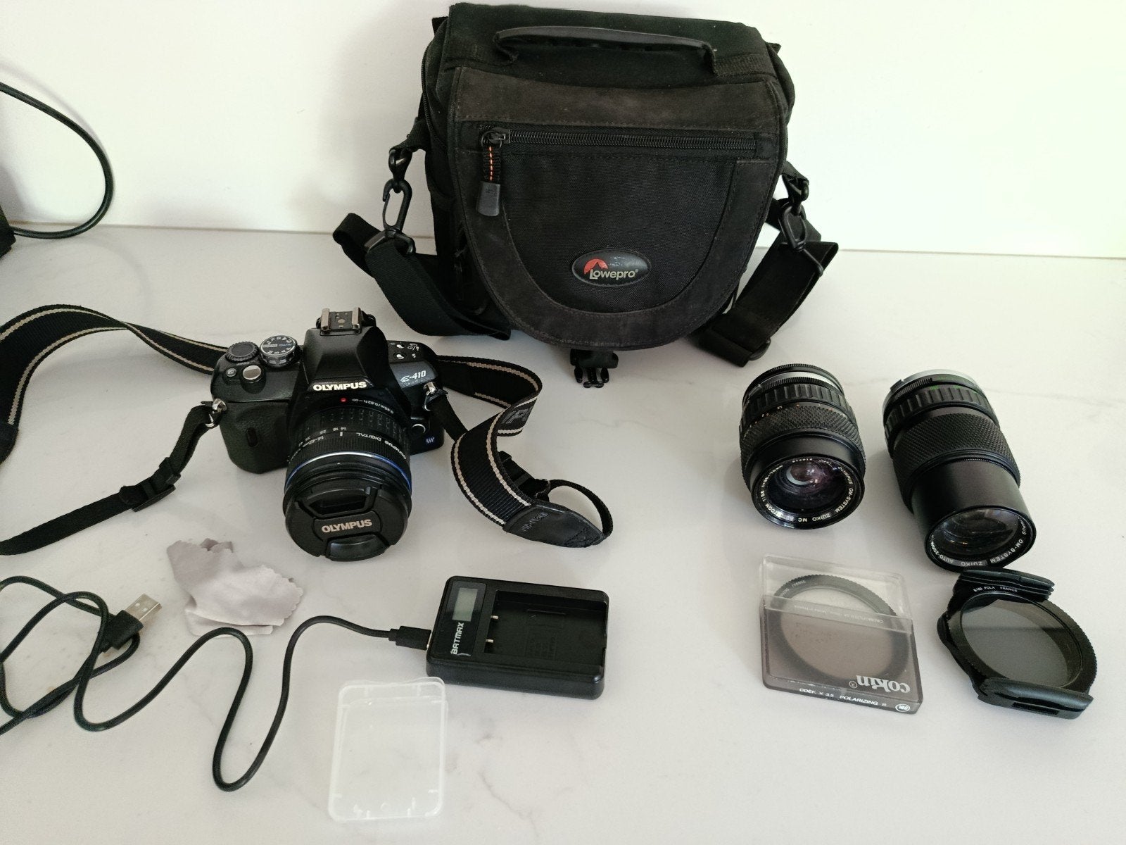 Olympus E-410 spiegelreflexcamera met 3 lenzen en tas, Ophalen of Verzenden, Zo goed als nieuw, Olympus, 8 keer of meer