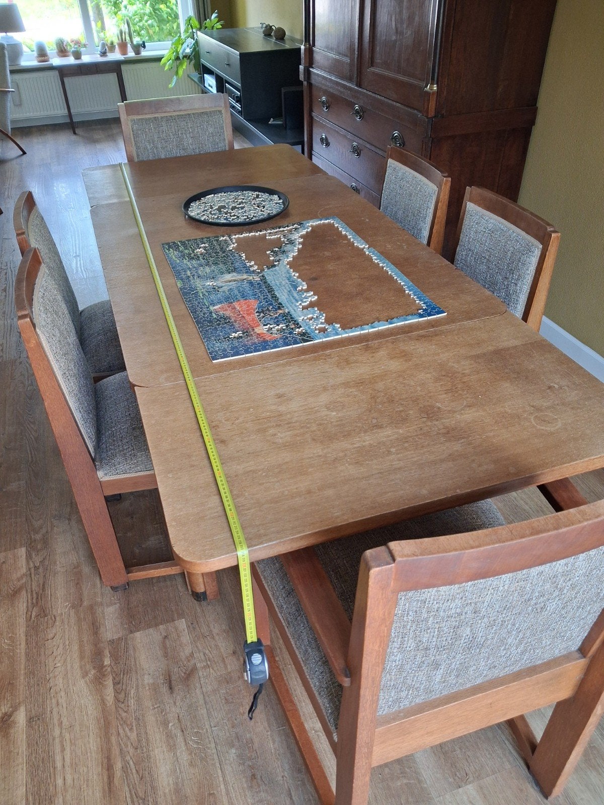 Uittrekbare Eettafel Amsterdamse School met 6 Stoelen, Ophalen