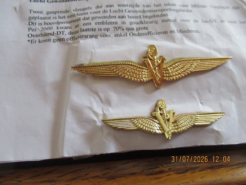 Lucht gewonden Transport begeleider, Verzamelen, Militaria | Algemeen, Verzenden, Luchtmacht, Nederland, Embleem of Badge