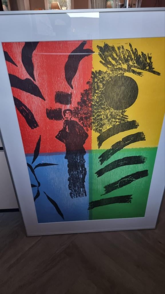 Jef Diederen - Kleurrijke Zeefdruk, Antiek en Kunst, Ophalen