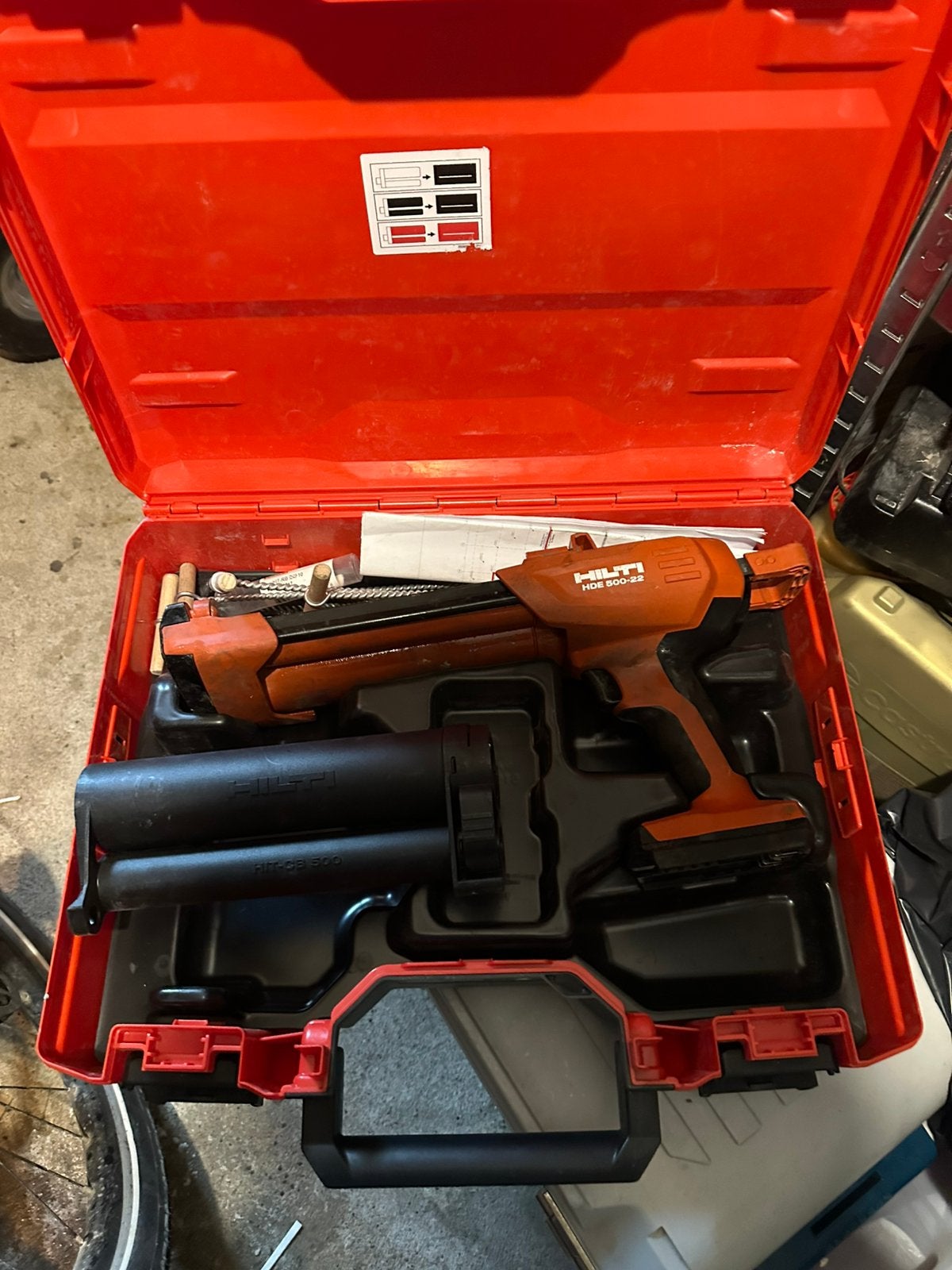 Hilti HDE 500-22 ACCUMORTELSPUIT, Ophalen of Verzenden, Gebruikt