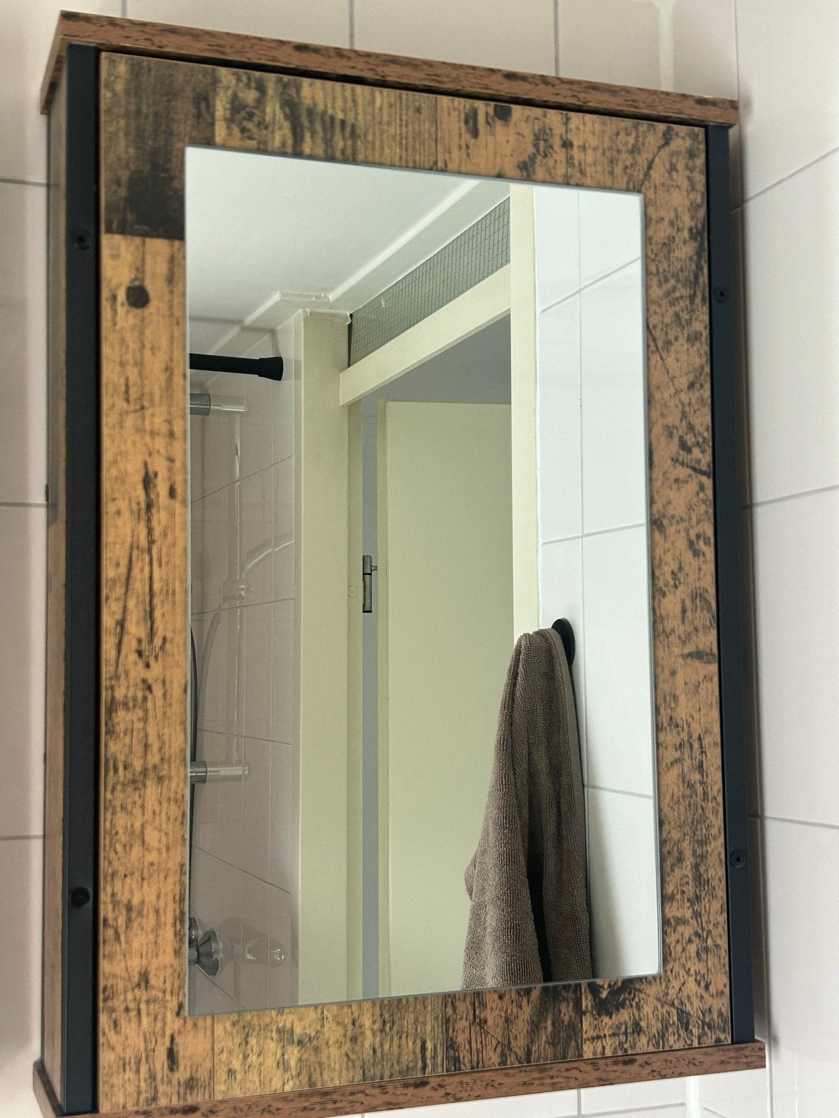 Badkamer Spiegelkastje - Rustiek Houtlook (60x42x12cm), Ophalen, Minder dan 50 cm, Minder dan 25 cm, Minder dan 100 cm