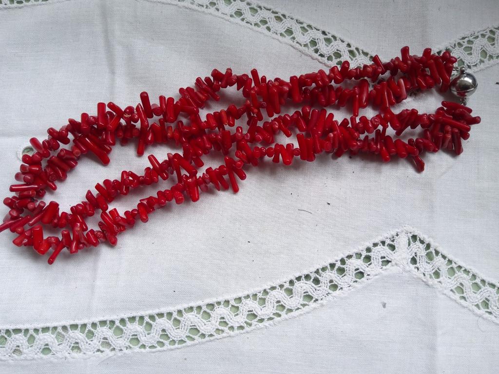 Koraalen ketting dubbel snoer, Ophalen of Verzenden