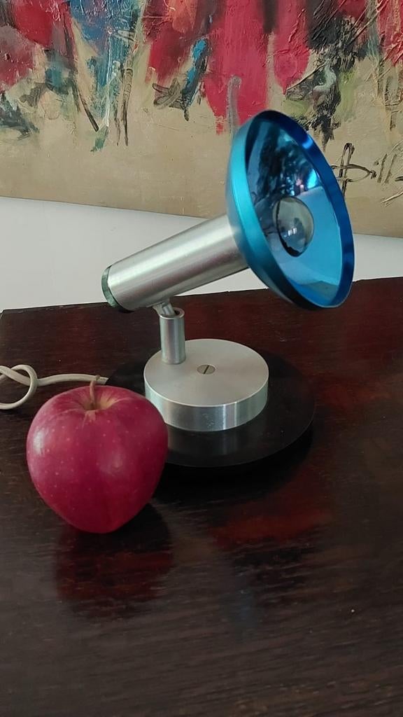 Vintage Philips tafellamp jaren 70 - Blauw/Zilver, Ophalen of Verzenden