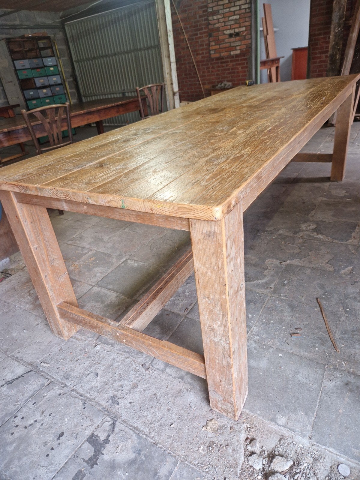 Landelijke eettafel boerentafel, Ophalen, Gebruikt, 200 cm of meer, 50 tot 100 cm