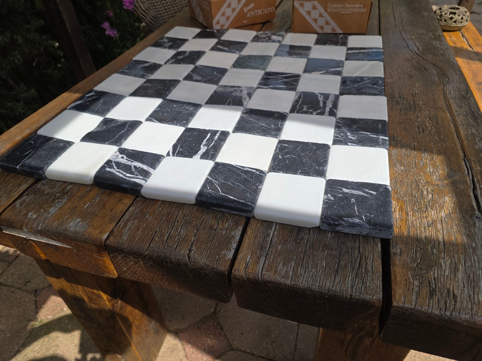 Marmeren Spaanse tegels wit/zwart 10x10 cm, Ophalen, Minder dan 20 cm, Minder dan 20 cm, 10 m² of meer