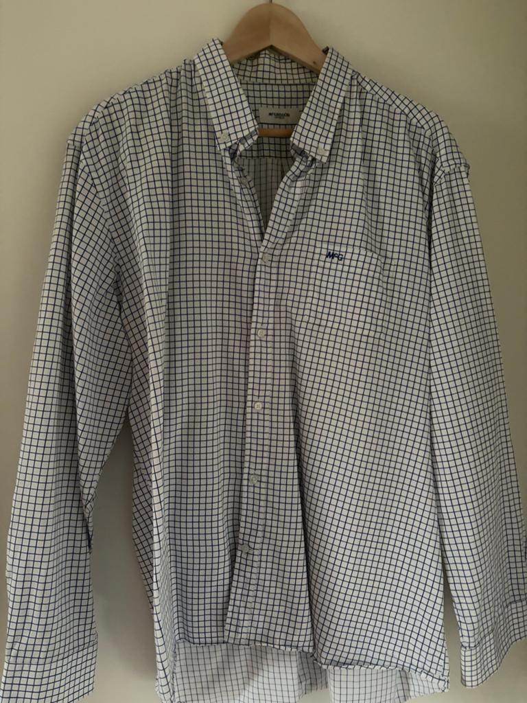 McGregor XL overhemd - Blauw/wit geruit, Ophalen of Verzenden, Zo goed als nieuw, Blauw, Halswijdte 43/44 (XL)