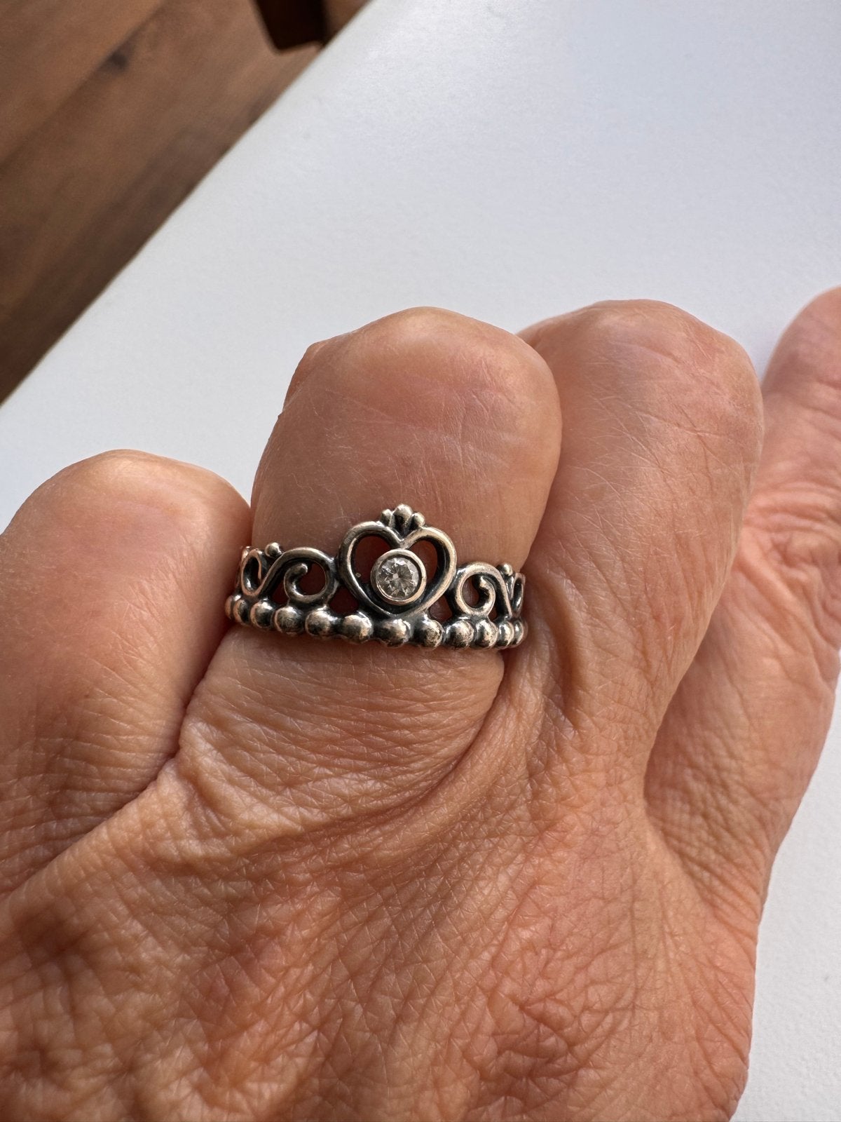 Pandora Prinses Tiara Kroonring 925 Zilver Zirkonia Maat 10, Met kristal, 19 tot 20, Ophalen of Verzenden, Zo goed als nieuw