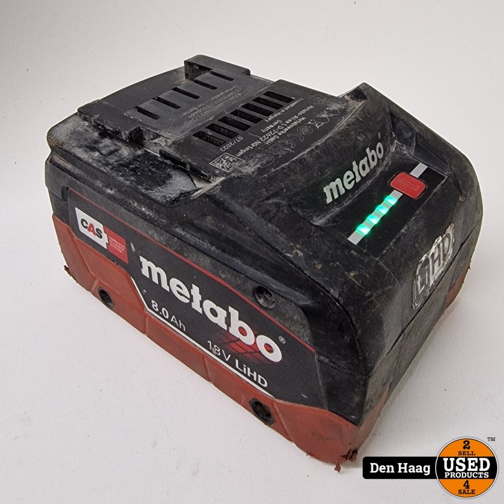 Metabo LiHD 18V 8.0 Ah Accu   | Inc garantie, Metabo, Zo goed als nieuw, Support@metabo.com, Metabo Corporation, Metabo-Werke GmbH, 
72622 NÃ¼rtingen
Germany