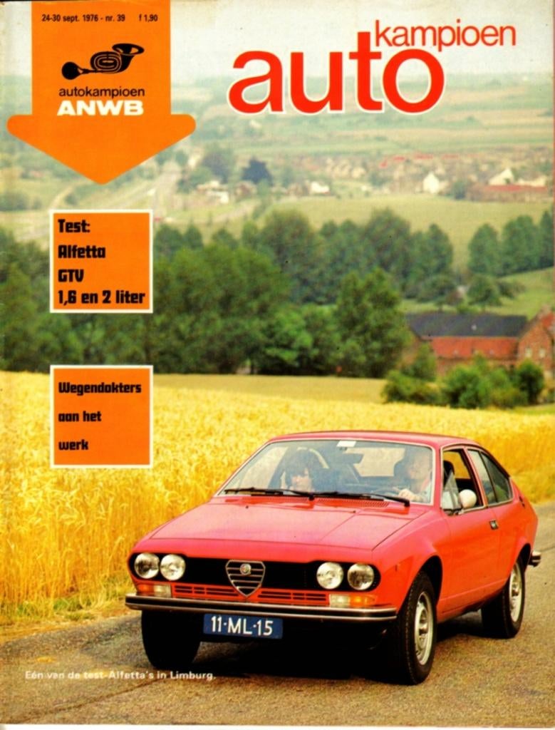 Autokampioen dubbeltest Alfetta GT 1.6 en GTV 2.0 1976, Ophalen of Verzenden, Gelezen, Overige merken