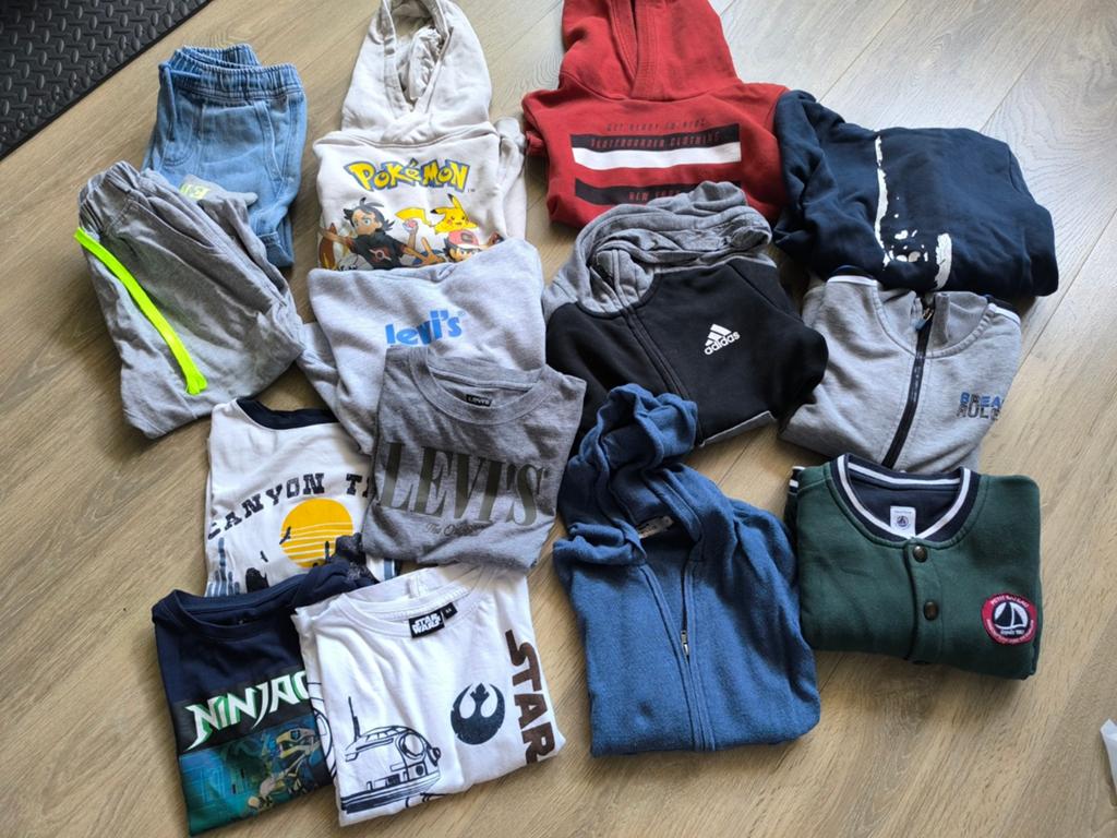 Grote kledingbundel jongen maat 110/116 cm 5 6 jaar oud, Kinderen en Baby's, Kinderkleding | Maat 110, Adidas, Gebruikt, Trui of Vest