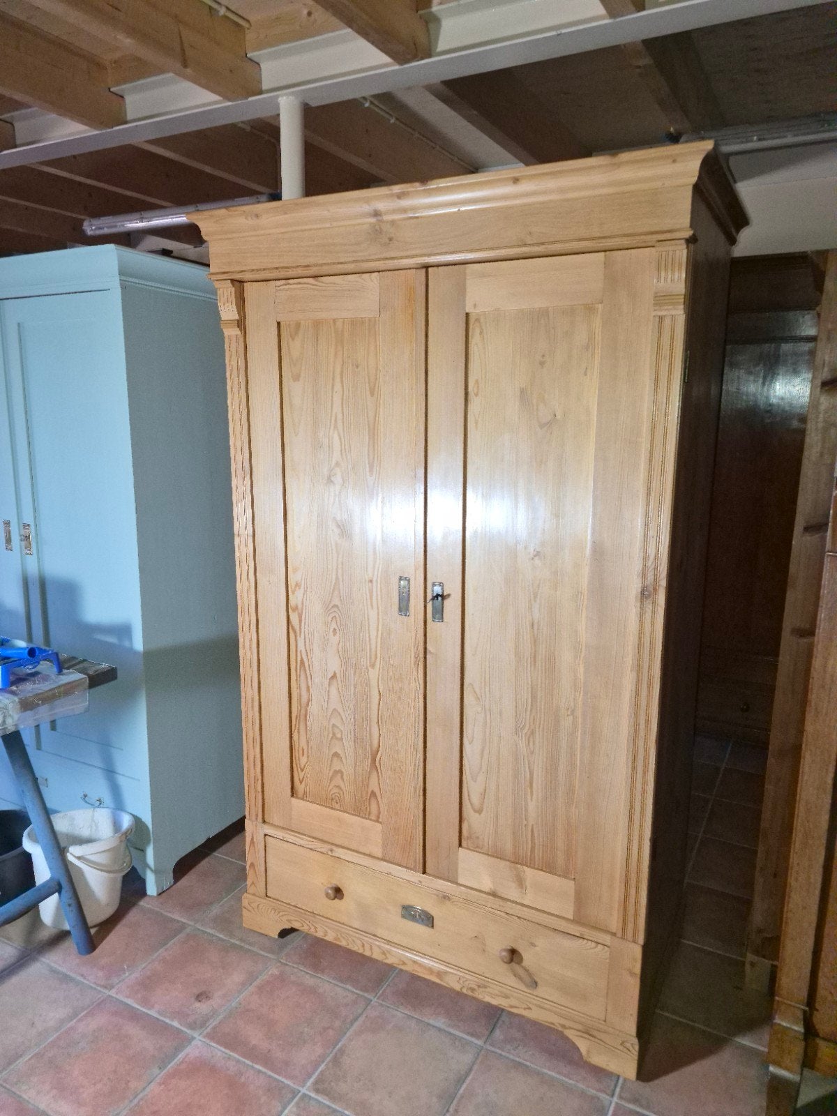 Prachtige Antieke Grenen Kast met Lade en Planken, Antiek en Kunst, Ophalen