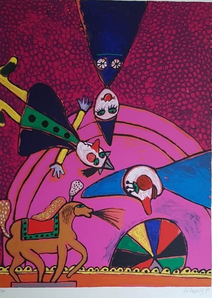 Corneille Beverloo (1922) Zeefdruk " Le Cirque " Ges Gen Ged, Personages en Fantasiefiguren, Zeefdruk, Ophalen of Verzenden, Gelimiteerde oplage
