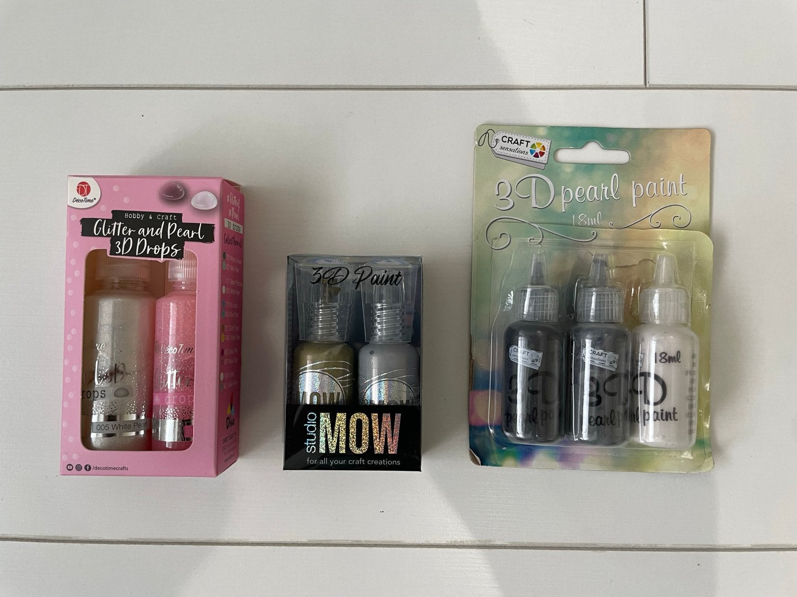 3 setjes 3D Pearl Paint Drops, glitter, goud/zilver, Overige thema's, Meerkleurig, Ophalen of Verzenden, Zo goed als nieuw