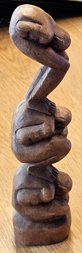 Houten Orang Malu / Yogiman trio – handgemaakt Bali, Verzamelen, Ophalen of Verzenden, Zo goed als nieuw, Mens