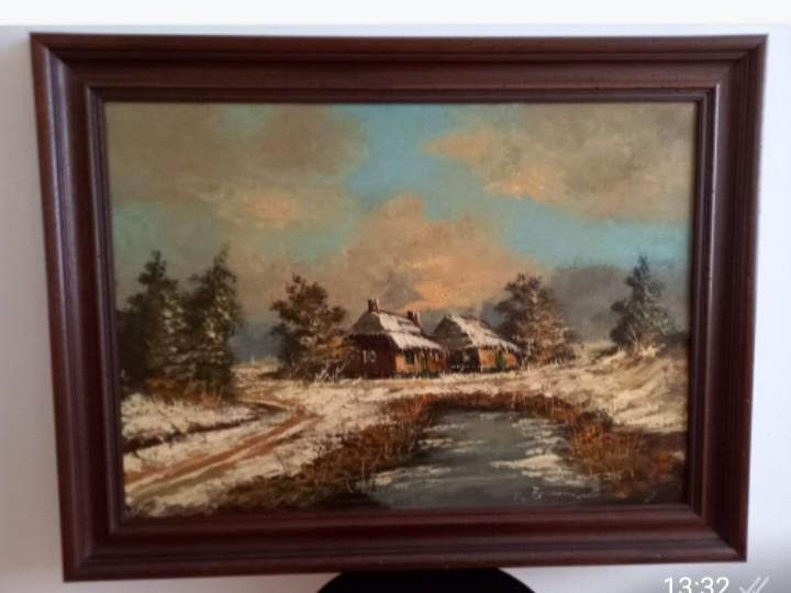 Winterlandschap,belgiesche  schilder :rick theunissen., Ophalen