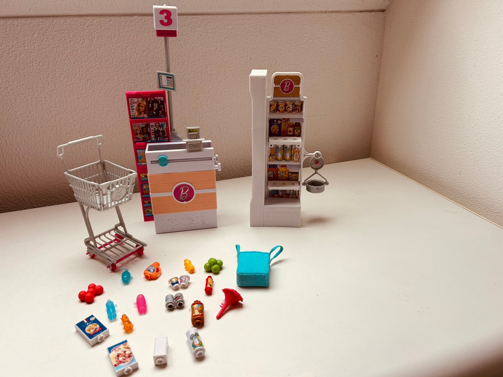 Barbie Supermarkt Speelset met Winkelwagen en Accessoires, Kinderen en Baby's, Ophalen of Verzenden, Zo goed als nieuw, Meisje