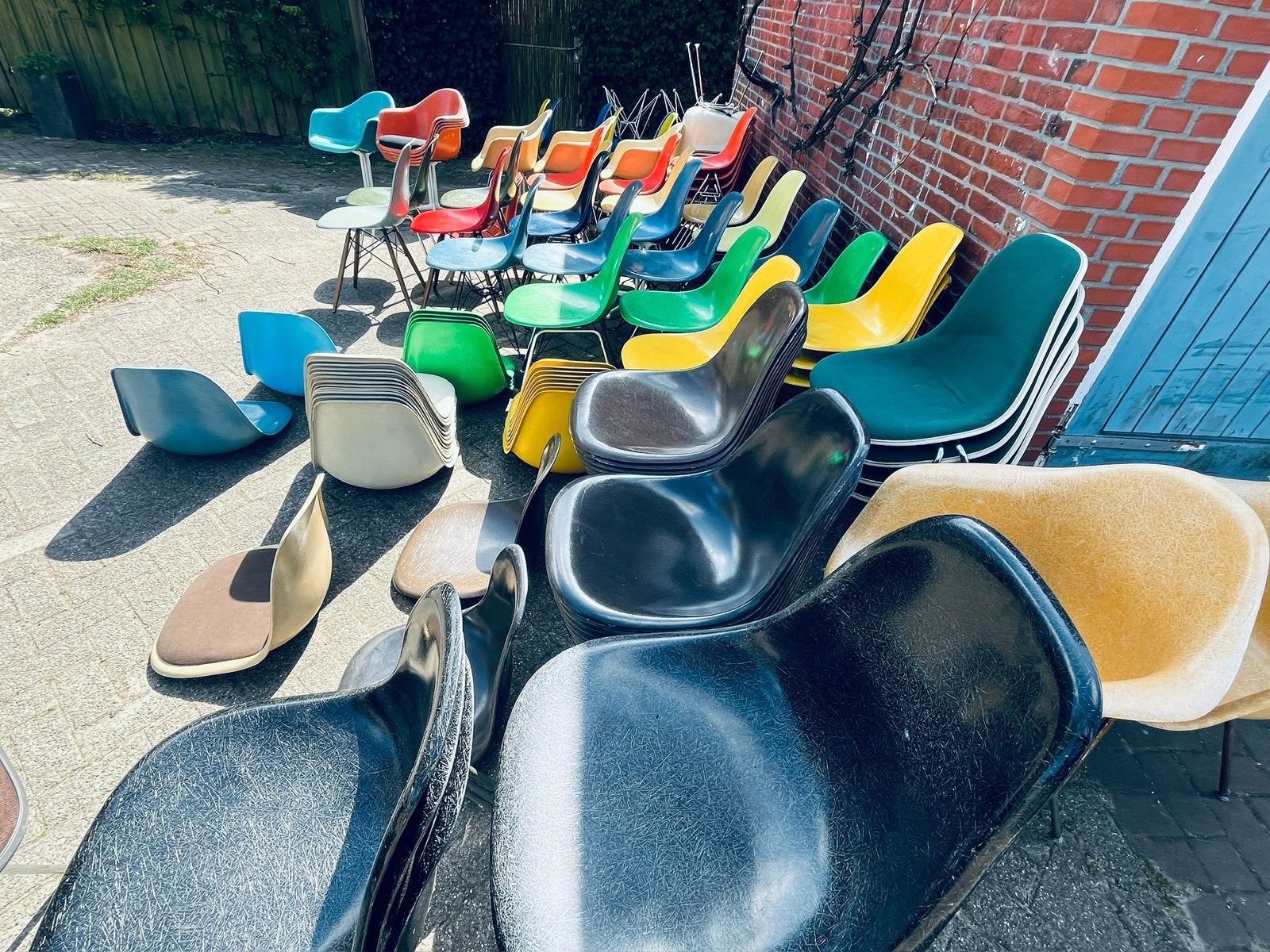 Eames herman miller glasvezel vintage kuipstoelen 50’s-80’s, Ophalen of Verzenden, Leer, Eén