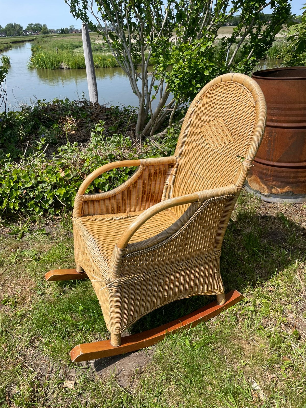Rotan schommelstoel, Ophalen, Gebruikt, Rotan